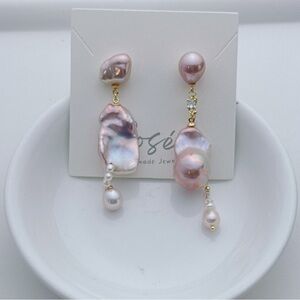 E286 Handmade Premium Quality Freshwater Baroque Pearl Earrings